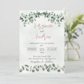 Elegant Rustic Eucalyptus Leaves Greenery Wedding Kaart (Staand voorkant)