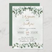 Elegant Rustic Eucalyptus Leaves Greenery Wedding Kaart (Voorkant / Achterkant)