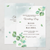 Elegant Rustic Eucalyptus Leaves Greenery Wedding Kaart (Voorkant / Achterkant)