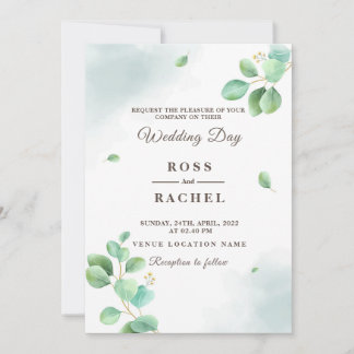 Elegant Rustic Eucalyptus Leaves Greenery Wedding Kaart