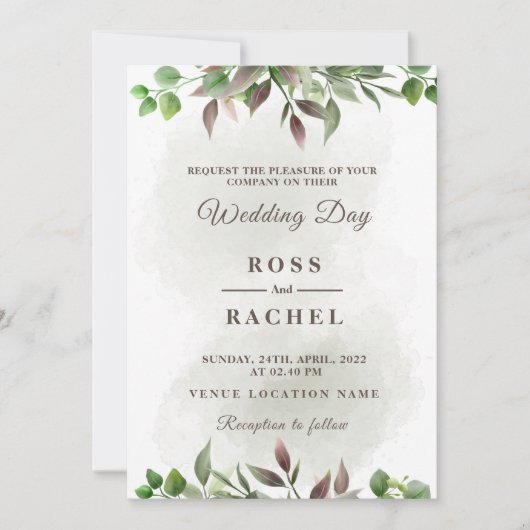 Elegant Rustic Eucalyptus Leaves Greenery Wedding Kaart (Voorkant)