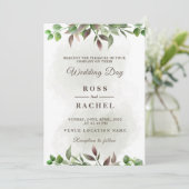 Elegant Rustic Eucalyptus Leaves Greenery Wedding Kaart (Staand voorkant)