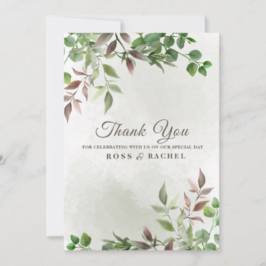 Elegant Rustic Eucalyptus Leaves Greenery Wedding Kaart (Achterkant)
