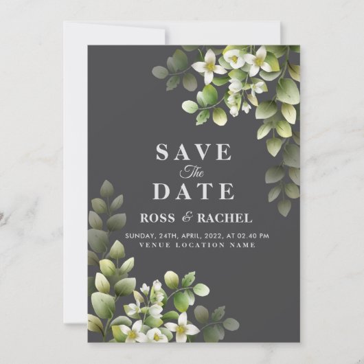 Elegant Rustic Eucalyptus Leaves Greenery Wedding Kaart (Voorkant)