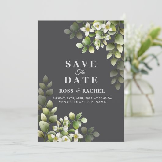 Elegant Rustic Eucalyptus Leaves Greenery Wedding Kaart (Staand voorkant)