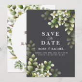 Elegant Rustic Eucalyptus Leaves Greenery Wedding Kaart (Voorkant / Achterkant)