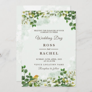 Elegant Rustic Eucalyptus Leaves Greenery Wedding Kaart