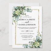 Elegant Rustic Eucalyptus Leaves Greenery Wedding Kaart (Voorkant)