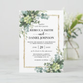 Elegant Rustic Eucalyptus Leaves Greenery Wedding Kaart (Staand voorkant)