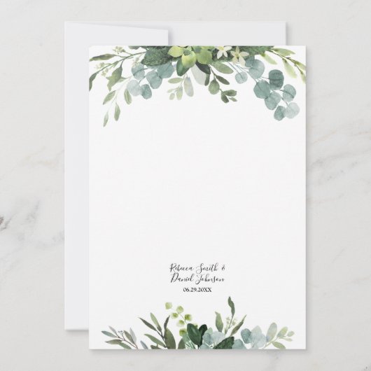 Elegant Rustic Eucalyptus Leaves Greenery Wedding Kaart (Achterkant)