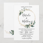 Elegant Rustic Eucalyptus Leaves Greenery Wedding Kaart (Voorkant / Achterkant)
