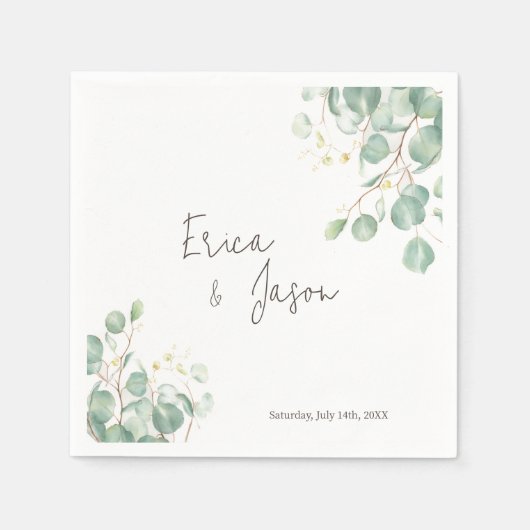 Elegant Rustic Eucalyptus Leaves Napkins Servet (Voorkant)