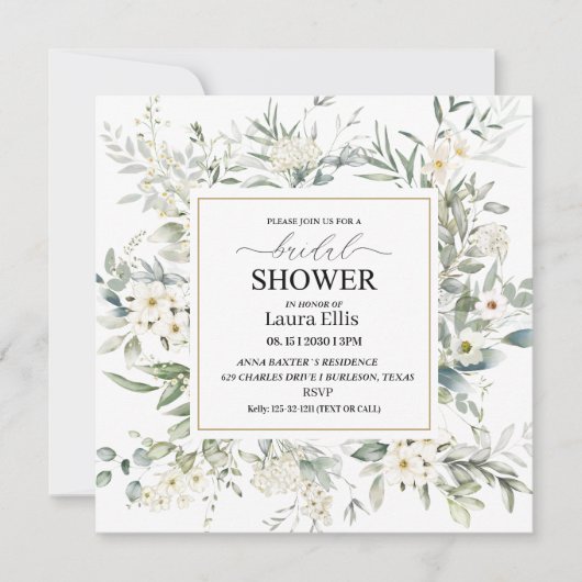 Elegant Rustic Eucalyptus Leaves Uitnodiging (Voorkant)