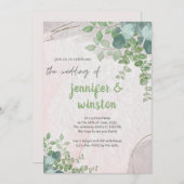 Elegant Rustic Eucalyptus Leaves Wedding Kaart (Voorkant / Achterkant)