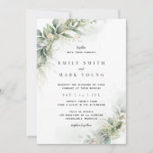 Elegant Rustic Eucalyptus Leaves Wedding Kaart (Voorkant)