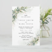 Elegant Rustic Eucalyptus Leaves Wedding Kaart (Staand voorkant)