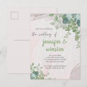 Elegant Rustic Eucalyptus Leaves Wedding Uitnodiging Briefkaart (Voorkant / Achterkant)