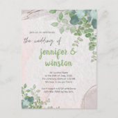 Elegant Rustic Eucalyptus Leaves Wedding Uitnodiging Briefkaart (Voorkant)