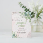 Elegant Rustic Eucalyptus Leaves Wedding Uitnodiging Briefkaart (Staand voorkant)