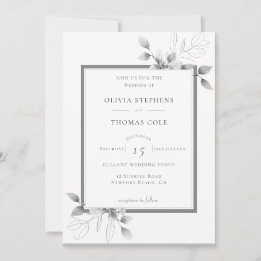 Elegant Rustic Eucalyptus Lijst Winter Weddenschap Kaart (Voorkant)