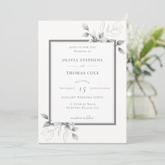 Elegant Rustic Eucalyptus Lijst Winter Weddenschap Kaart (Staand voorkant)