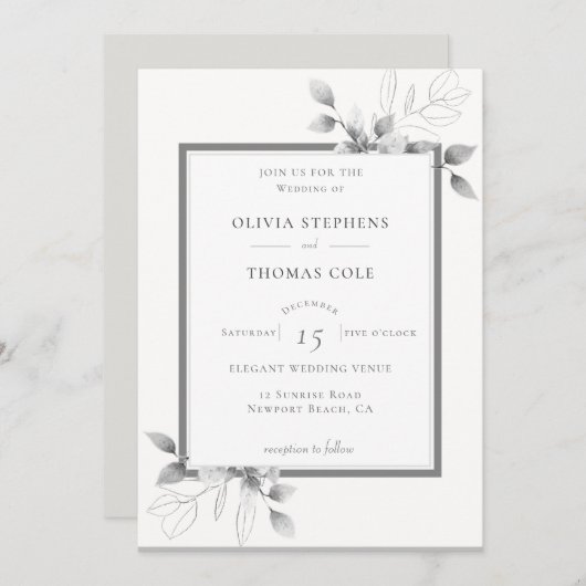 Elegant Rustic Eucalyptus Lijst Winter Weddenschap Kaart (Voorkant / Achterkant)