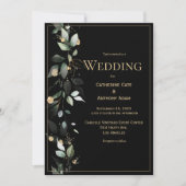 Elegant Rustic Eucalyptus Pastel Black Wedding Kaart (Voorkant)
