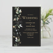 Elegant Rustic Eucalyptus Pastel Black Wedding Kaart (Staand voorkant)