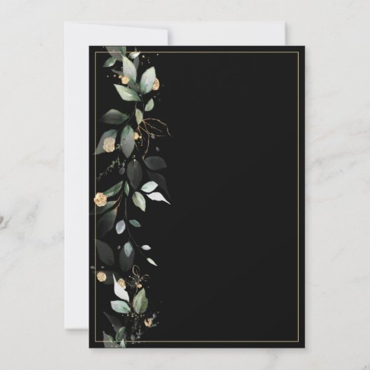 Elegant Rustic Eucalyptus Pastel Black Wedding Kaart (Achterkant)
