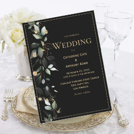 Elegant Rustic Eucalyptus Pastel Black Wedding Kaart