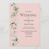 Elegant Rustic Eucalyptus Pastel Pink Weddenschap Kaart (Voorkant)