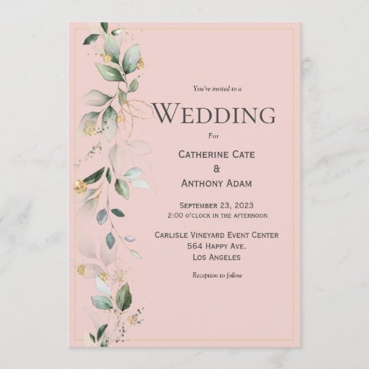 Elegant Rustic Eucalyptus Pastel Pink Weddenschap Kaart (Voorkant)