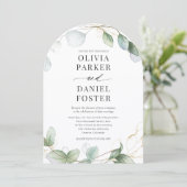 Elegant Rustic Eucalyptus QR Code Photo Wedding Kaart (Staand voorkant)