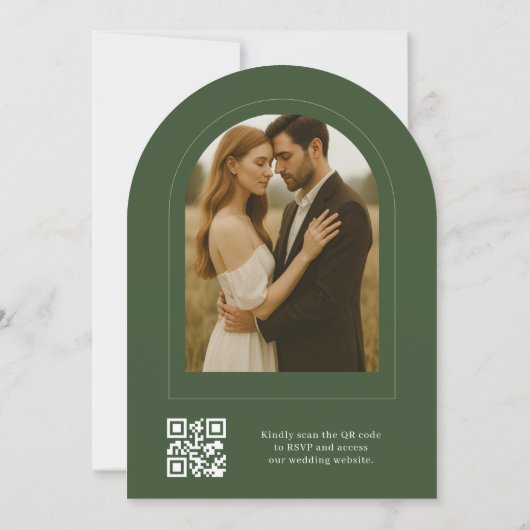 Elegant Rustic Eucalyptus QR Code Photo Wedding Kaart (Achterkant)