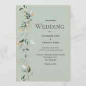 Elegant Rustic Eucalyptus Sage Green Gold Wedding Kaart (Voorkant)