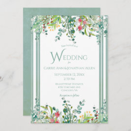 Elegant Rustic Eucalyptus Waterverf Wedding Uitnod Kaart