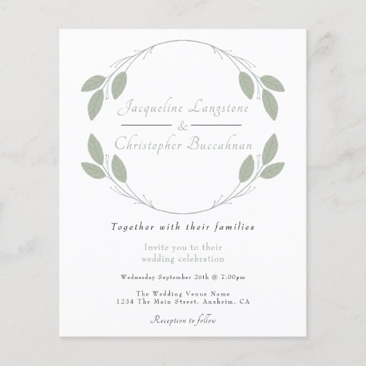 Elegant Rustic Eucalyptus Wedding Invitations Flyer (Voorkant)
