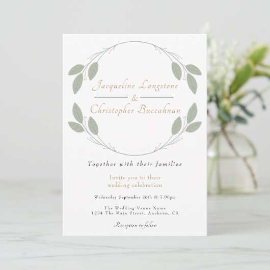 Elegant Rustic Eucalyptus Wedding Invitations Kaart (Staand voorkant)