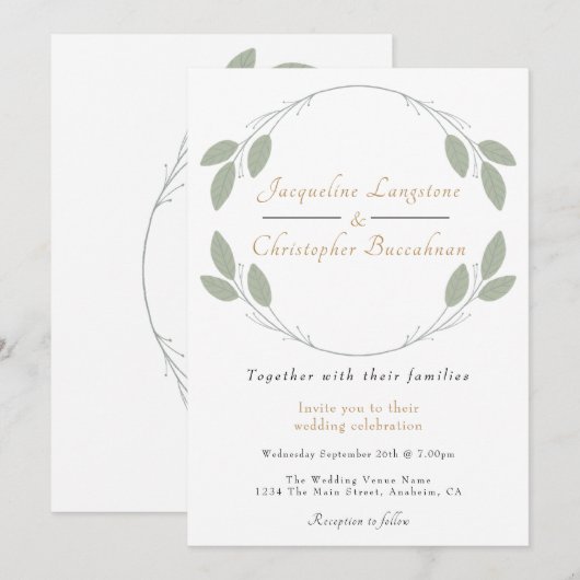 Elegant Rustic Eucalyptus Wedding Invitations Kaart (Voorkant / Achterkant)