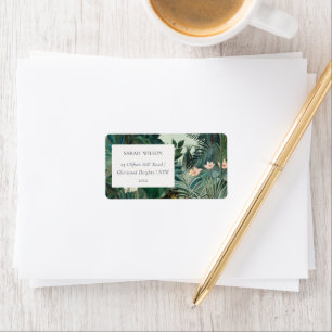 Elegant Rustic Exotic Tropical Rainforest Address Etiket