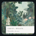 Elegant Rustic Exotic Tropical Rainforest Wedding Vierkante Sticker<br><div class="desc">Neem contact met mij op via yellowfebstudio@gmail.com voor meer aanpassingen of andere overeenkomende objecten.</div>