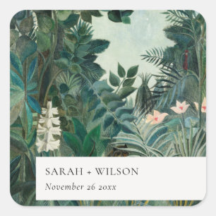 Elegant Rustic Exotic Tropical Rainforest Wedding Vierkante Sticker