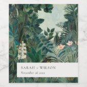 Elegant Rustic Exotic Tropical Rainforest Wedding Wijn Etiket (Enkel label)