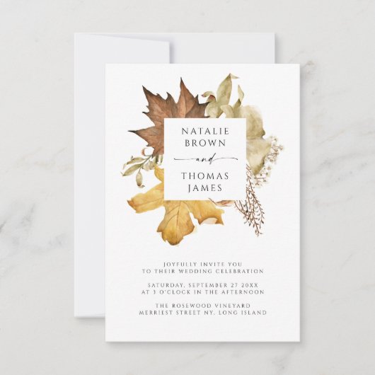 Elegant Rustic Fall Wedding All in one QR Code Kaart (Voorkant)