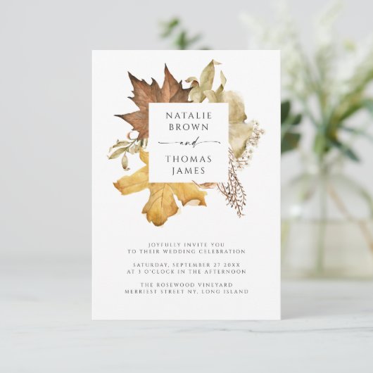 Elegant Rustic Fall Wedding All in one QR Code Kaart (Staand voorkant)