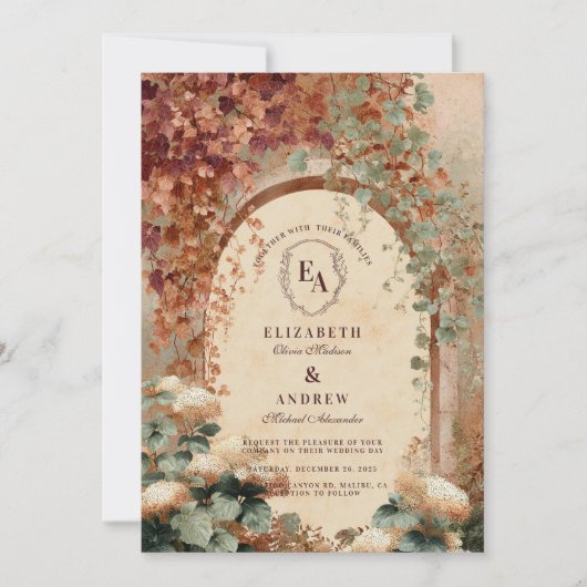 Elegant Rustic Fall Wedding Kaart (Voorkant)