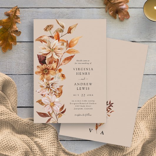Elegant Rustic Fall Wedding Uitnodiging