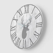Elegant Rustic Faux White Wood & Grey Deer Grote Klok (Hoek)