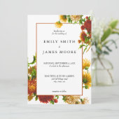 Elegant Rustic Floral Autumn Fall Wedding Kaart (Staand voorkant)