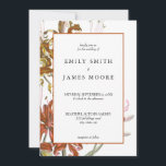 Elegant Rustic Floral Autumn Fall Wedding Kaart<br><div class="desc">Elegant Rustic Floral Autumn wordt uitgenodigd voor een huwelijk. Klastige,  eenvoudige en moderne sjabloon voor het ontwerp met rustic boho floral accents en terracotta roest color.</div>